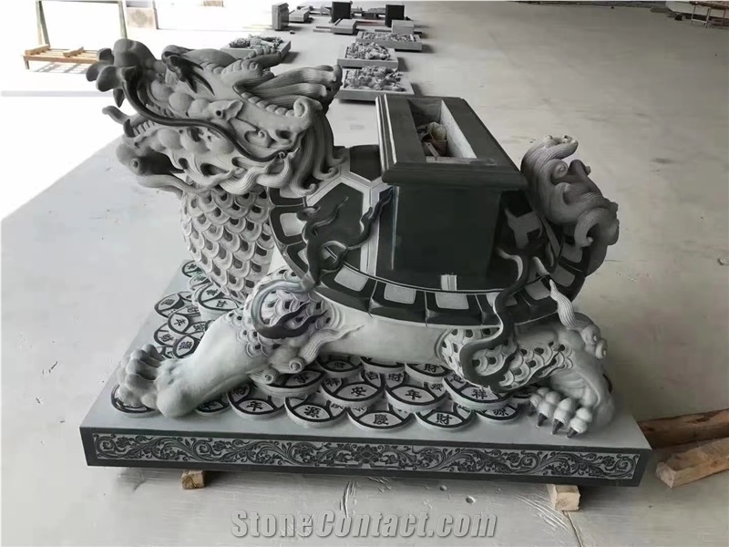 Mythical Creature Black Granite Animal Sculpture
