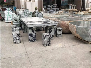 Pure White Marble Garden Stone Carving Table Set