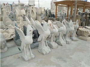 Street Animal Crane Stone Carving Statues