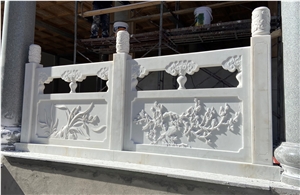 White Marble Fence Barrier Carved Terrace Handrail