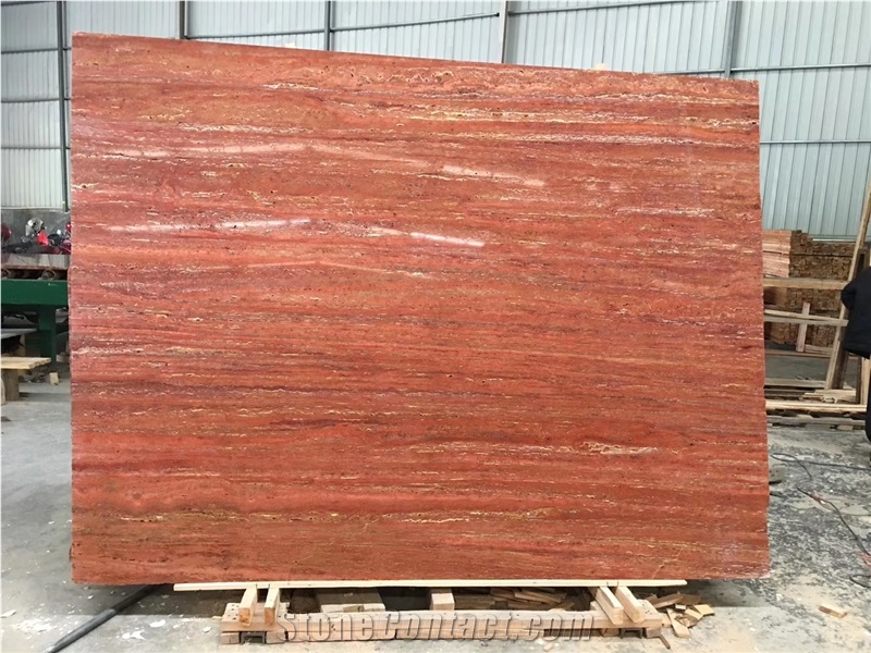Bandar Red Travertine Slab and Tiles for Project