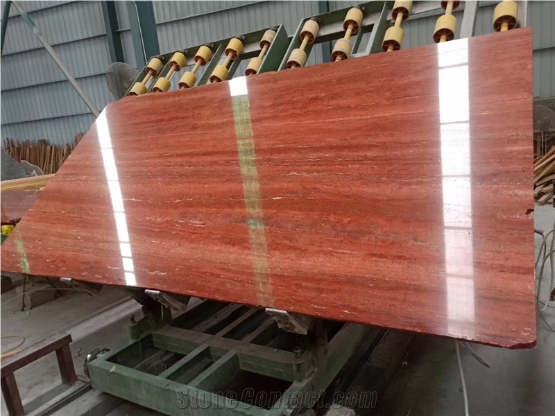 Bandar Red Travertine Slab and Tiles for Project