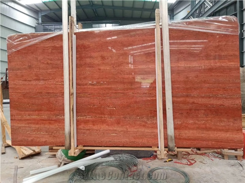 Bandar Red Travertine Slab and Tiles for Project