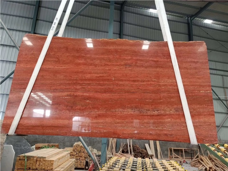 Bandar Red Travertine Slab and Tiles for Project