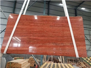 Bandar Red Travertine Slab and Tiles for Project