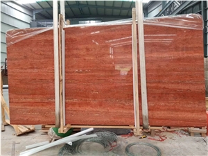 Bandar Red Travertine Slab and Tiles for Project