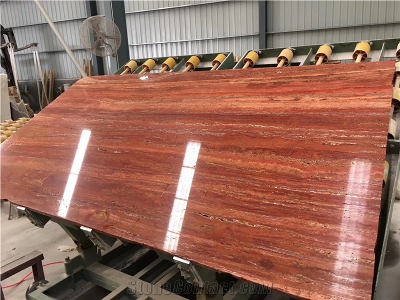 Bandar Red Travertine Slab and Tiles for Project