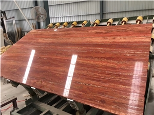 Bandar Red Travertine Slab and Tiles for Project