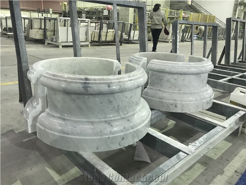 Bianco Carrara Marble Column Base for Project
