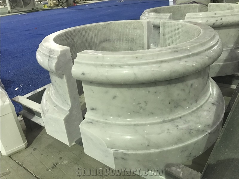 Bianco Carrara Marble Column Base for Project