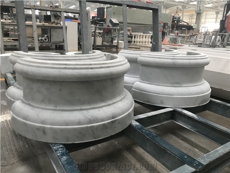 Bianco Carrara Marble Column Base for Project