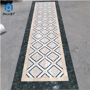 Beige And Green Marble Mosaic Tile For Villa Floor