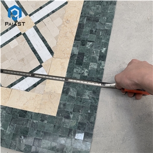 Beige And Green Marble Mosaic Tile For Villa Floor