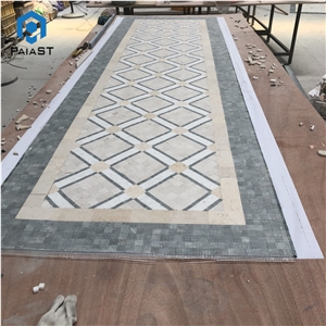 Beige And Green Marble Mosaic Tile For Villa Floor