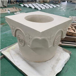 Beige Limestone Column Decoration for Hotel
