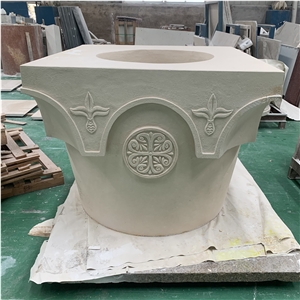 Beige Limestone Column Decoration for Hotel