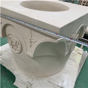 Beige Limestone Column Decoration for Hotel