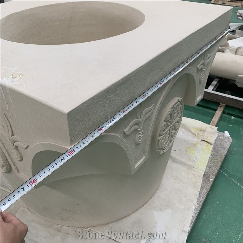 Beige Limestone Column Decoration for Hotel