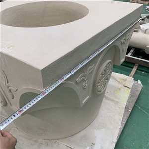 Beige Limestone Column Decoration for Hotel