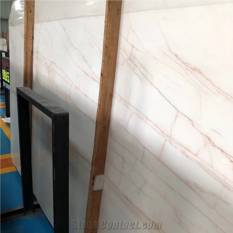 Golden Spider Stone White Marble Tile