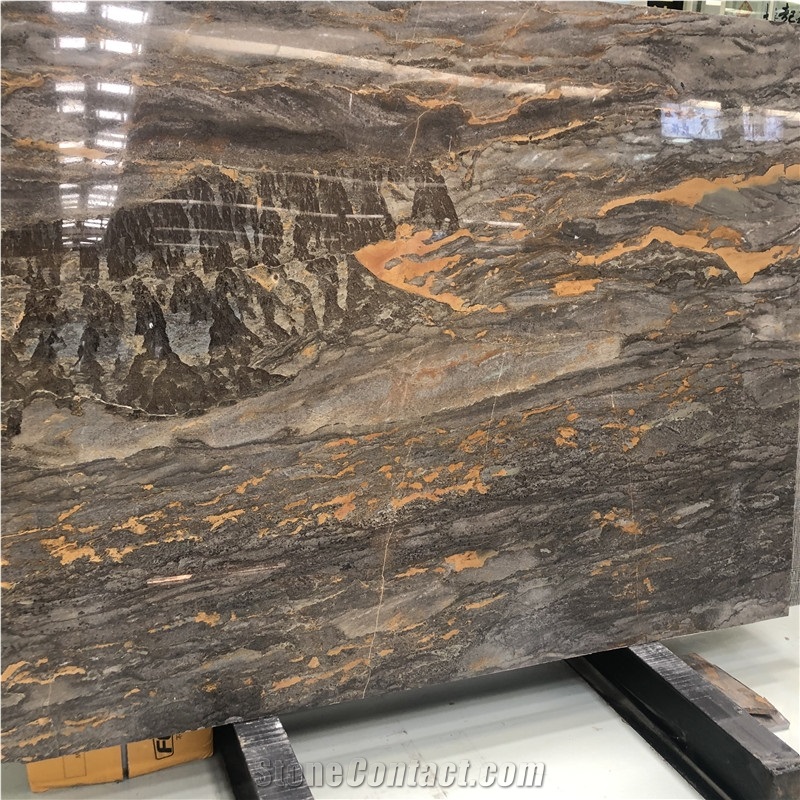 Luxury Brown Stone Andes Volcano Marble Slab