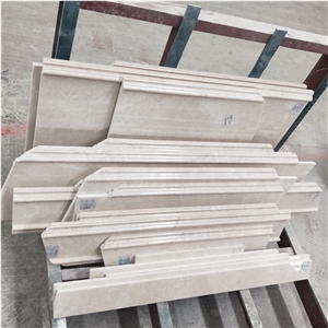 Moon Beige Aran White Marble Stair Riser