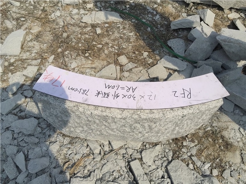 Light Grey Granite Curved Kerbstone