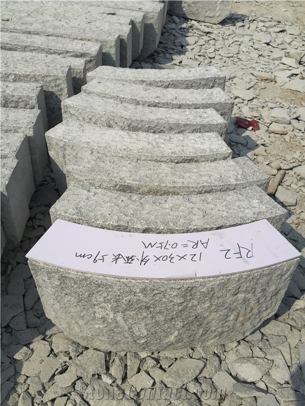Light Grey Granite Curved Kerbstone
