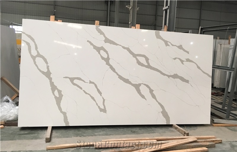 Artificial Calacatta White Quartz Kitchen Countertops