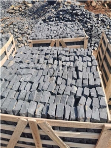 Black Basalt Cube Cobble Stone Driveway Pavers