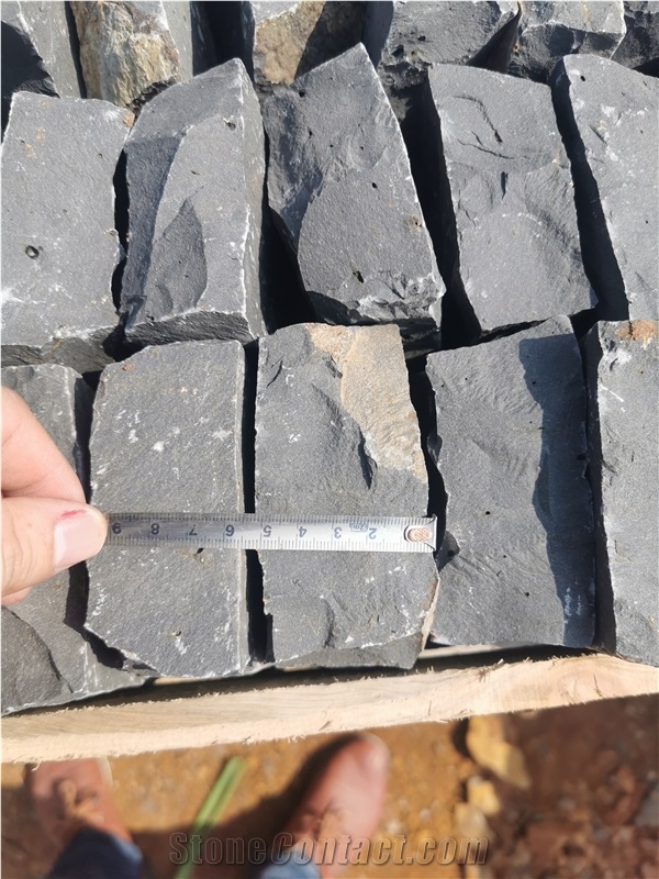 Black Basalt Cube Cobble Stone Driveway Pavers