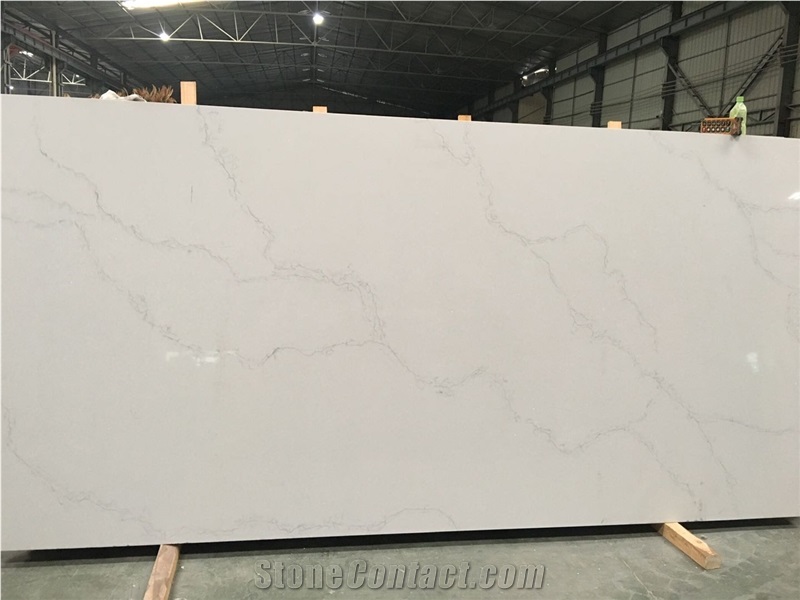 Calacatta White Quartz Stone Kitchen Countertops