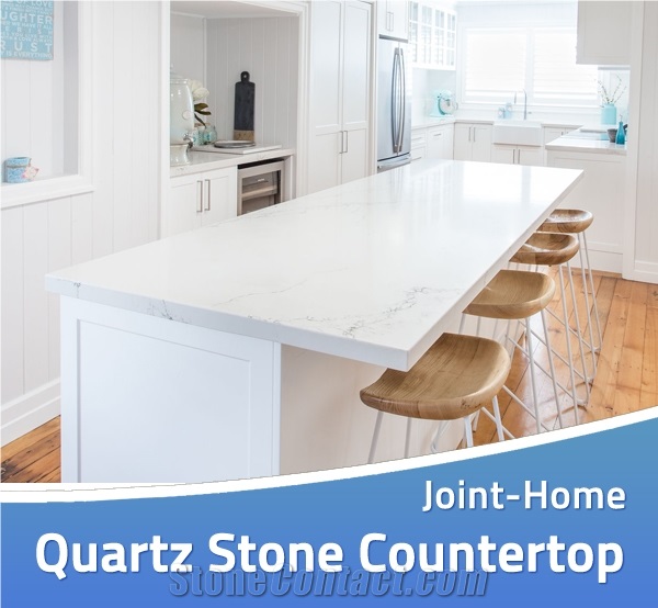 Carrara White Quartz Countertops with Grey Veins