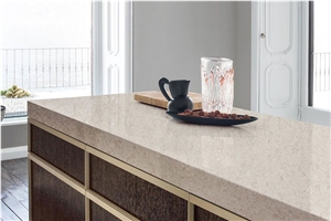 Chakra Beige Color Quartz Stone Kitchen Countertop