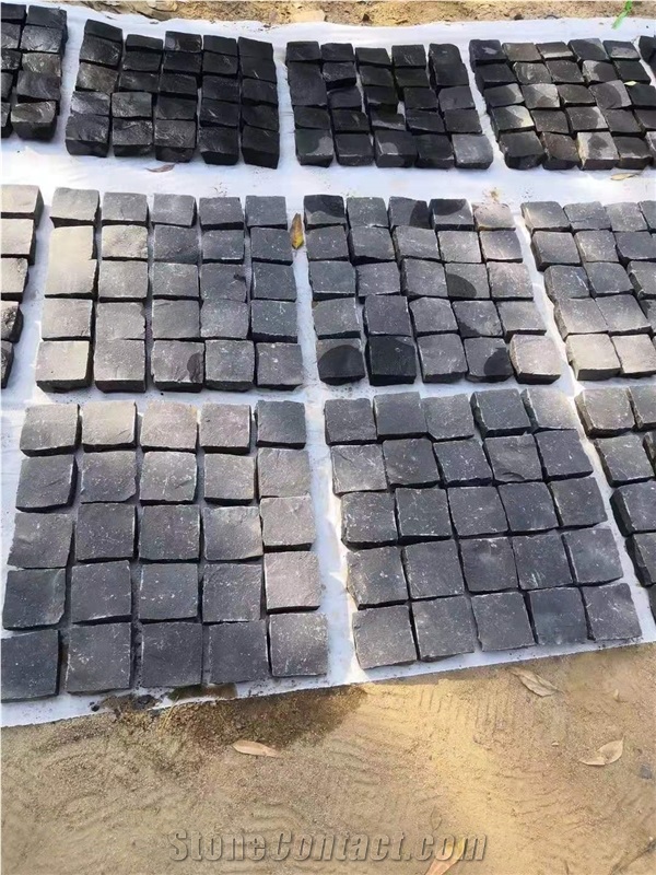 Cheap Black Granite Cube Stone Paving Mats 10x10