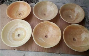 Chinese Yellow Honey Onyx Vessel Sinks Basin Bowls