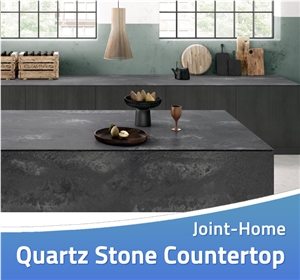 Cosmic Impala Black Quartz Surface Kitchen Tops