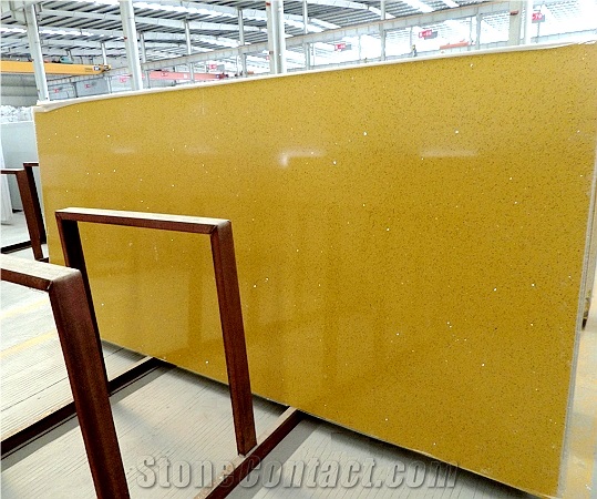 Crystal Yellow Lemon Quartz Manmade Stone Slabs
