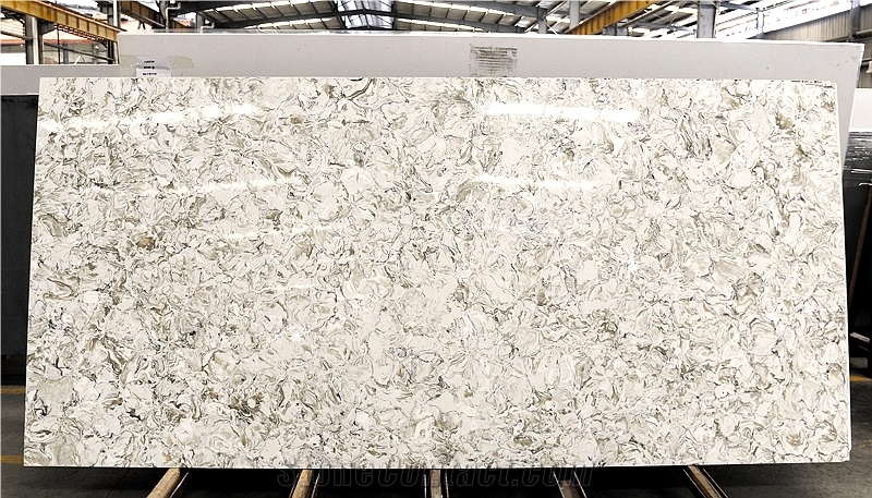 Emperador Beige Manmade Quartz Stone Tile Slabs