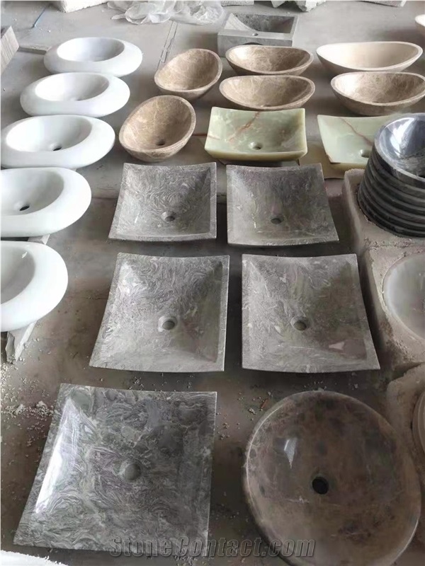 Factory Supply Jade Marble Stone Bathroom Sink