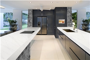 Glacier White Quartz Countertops with Sparkle
