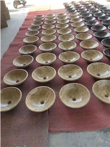 Hot Sale Natural Light Emperador Brown Marble Sink