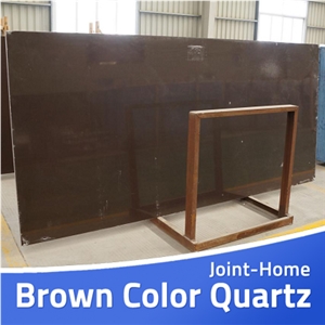 Light Dark Brown Quartz Stone Slabs 2cm 3cm Thick