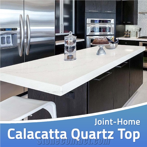 Modern Island White Quartz Kitchen Countertop