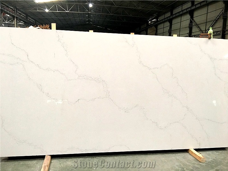 Modern Island White Quartz Kitchen Countertop