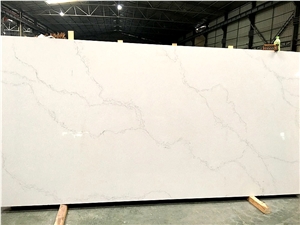 Modern Island White Quartz Kitchen Countertop