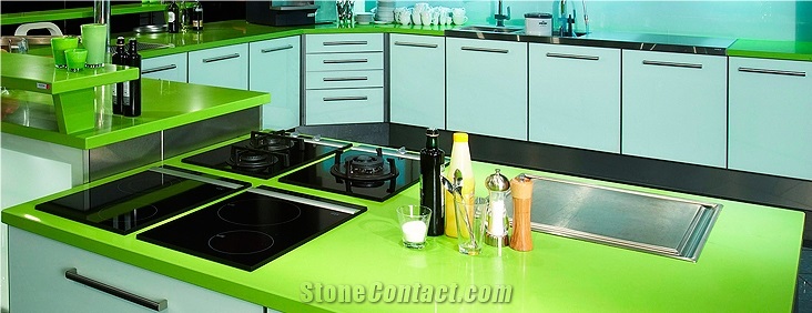 Pakistan Green Corian Quartz Stone Bar Countertops