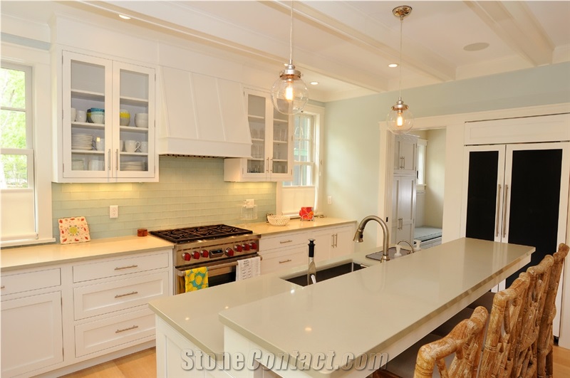 Pebbles Beige Quartz Fine Grain for Kitchen Countertops