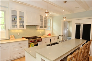 Pebbles Beige Quartz Fine Grain for Kitchen Countertops