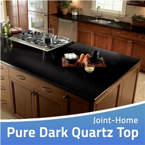 Pure Dark Black Galaxy Quartz Island Countertops
